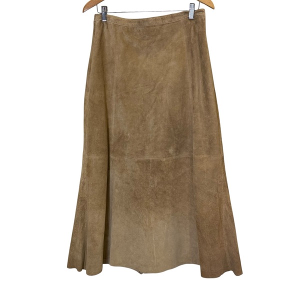 Chico's Dresses & Skirts - Chico's Tan Suede Leather Full Skirt sz 2/M